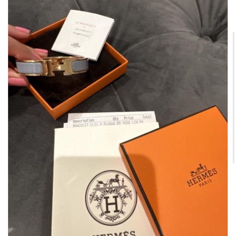 Hermès Clic H Bracelet - White and Gold